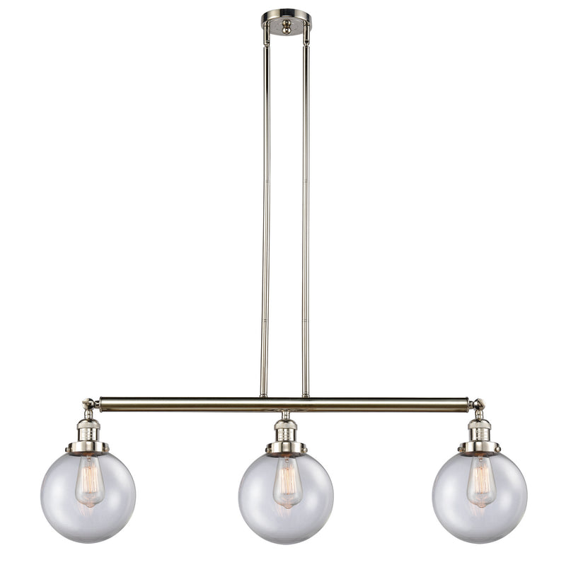 Innovations 213-PN-G202-8 Three Light Island Pendant, Polished Nickel