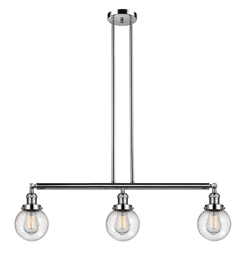Innovations 213-PN-G204-6 Three Light Island Pendant, Polished Nickel