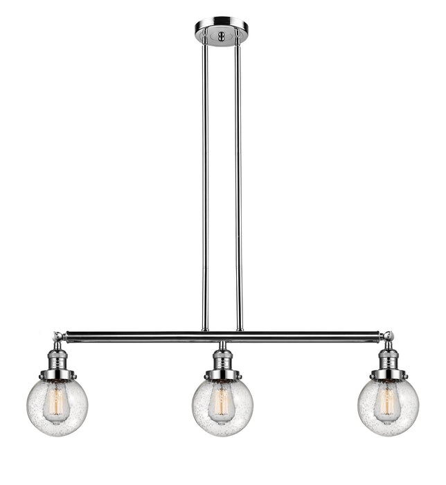 Innovations 213-PN-G204-6 Three Light Island Pendant, Polished Nickel