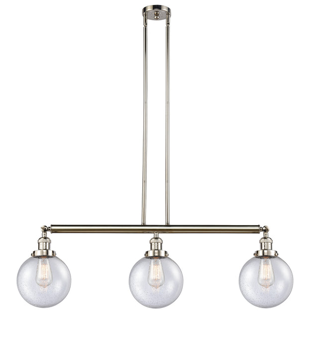 Innovations 213-PN-G204-8 Three Light Island Pendant, Polished Nickel
