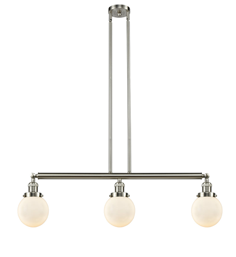 Innovations 213-SN-G201-6 Three Light Island Pendant, Brushed Satin Nickel
