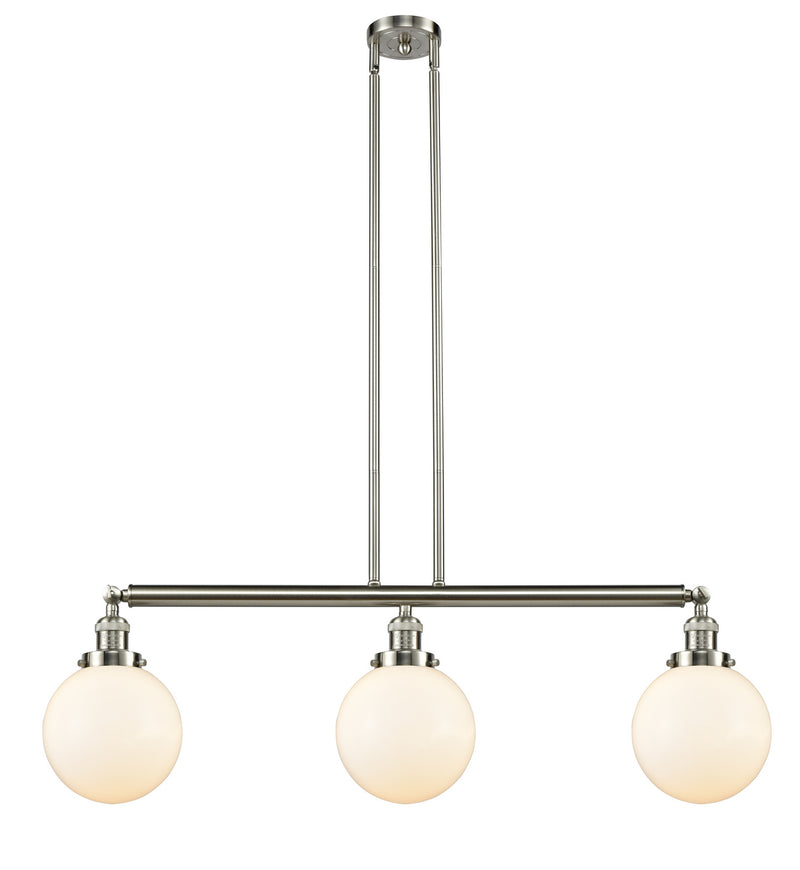 Innovations 213-SN-G201-8 Three Light Island Pendant, Brushed Satin Nickel