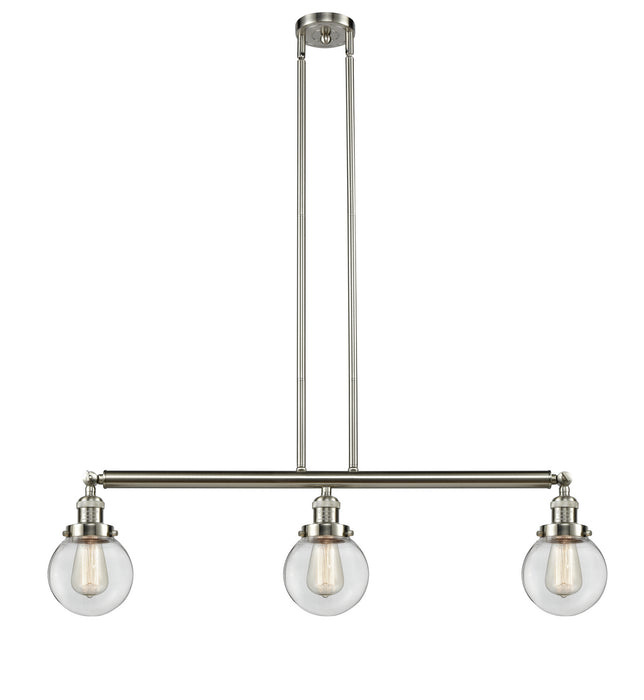 Innovations 213-SN-G202-6 Three Light Island Pendant, Brushed Satin Nickel