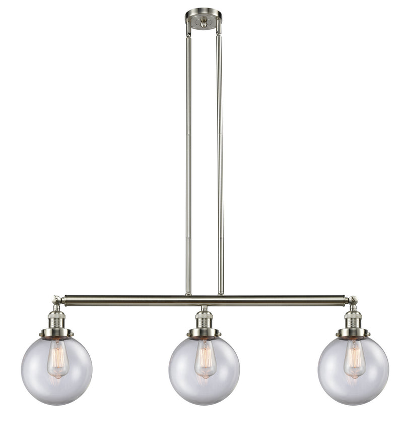 Innovations 213-SN-G202-8 Three Light Island Pendant, Brushed Satin Nickel