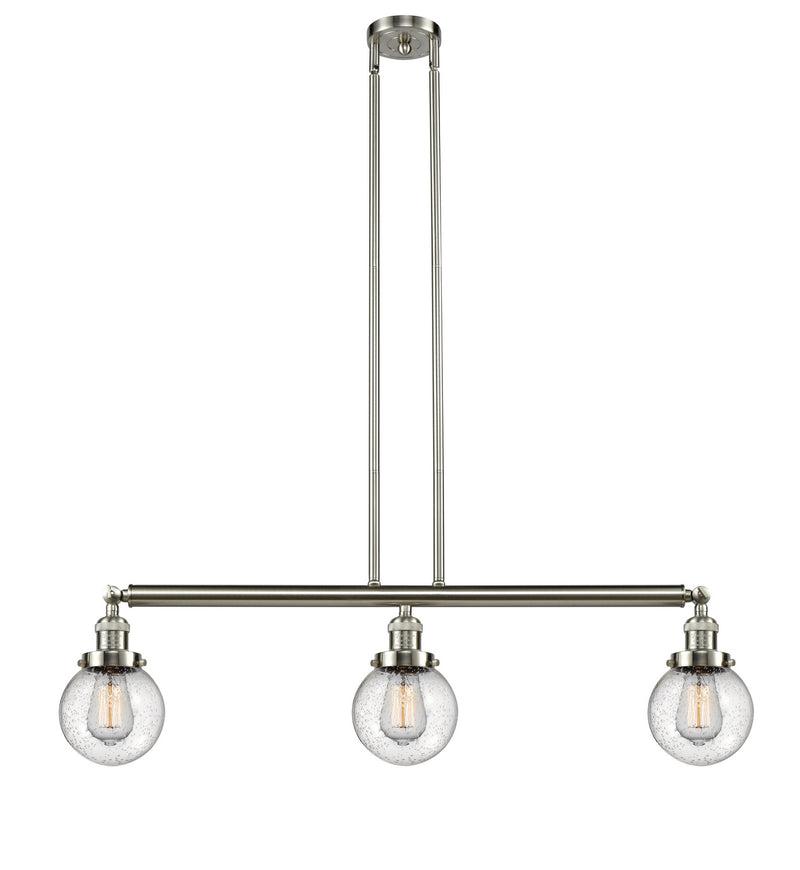 Innovations 213-SN-G204-6 Three Light Island Pendant, Brushed Satin Nickel