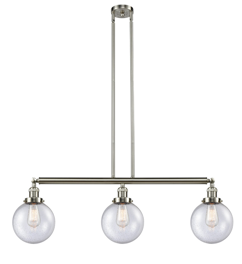 Innovations 213-SN-G204-8 Three Light Island Pendant, Brushed Satin Nickel