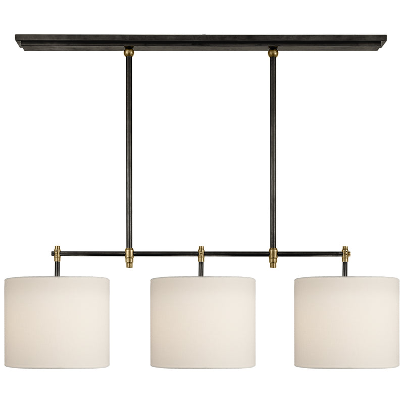 Visual Comfort Signature TOB 5004BZ/HAB-L Three Light Billiard Pendant, Bronze and Hand-Rubbed Antique Brass
