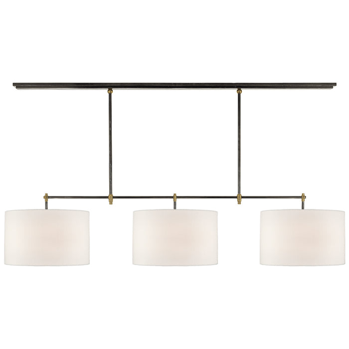 Visual Comfort Signature TOB 5005BZ/HAB-L Three Light Billiard Pendant, Bronze and Hand-Rubbed Antique Brass