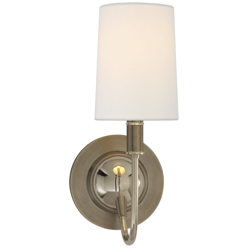 Visual Comfort Signature TOB 2067AN/PN-L One Light Wall Sconce, Antique Nickel With Polished Nickel