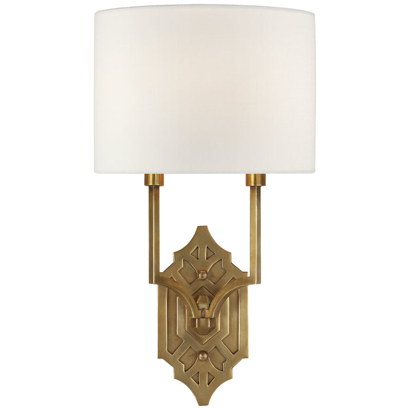 Visual Comfort Signature TOB 2600HAB-L Two Light Wall Sconce, Hand-Rubbed Antique Brass