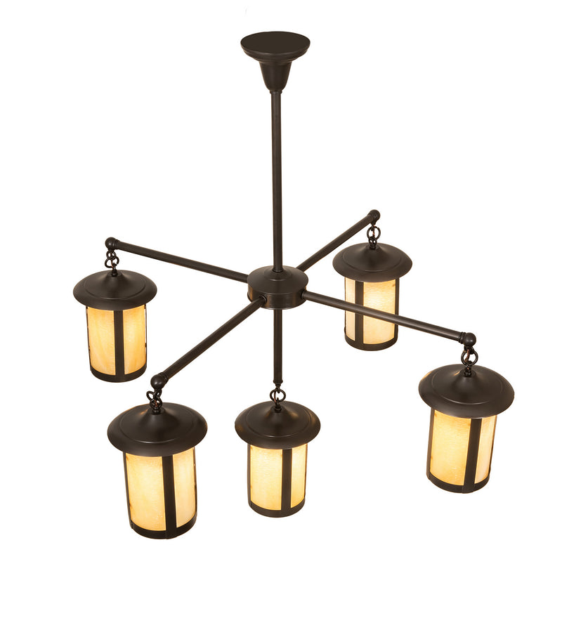 Meyda Tiffany 245693 Five Light Chandelier, Craftsman Brown