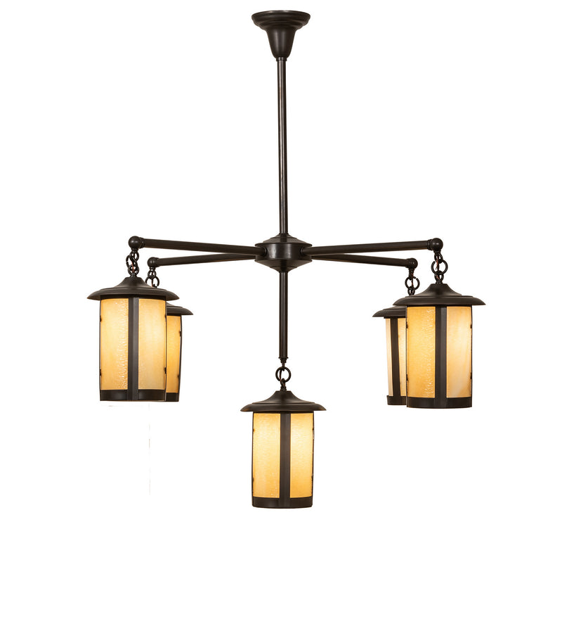 Meyda Tiffany 245693 Five Light Chandelier, Craftsman Brown