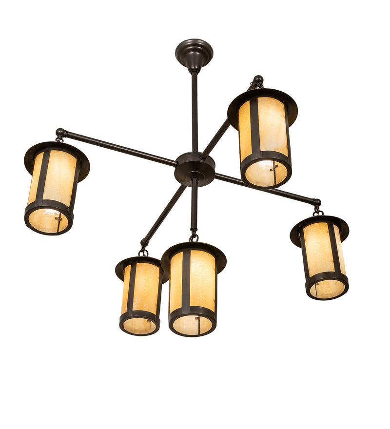 Meyda Tiffany 245693 Five Light Chandelier, Craftsman Brown