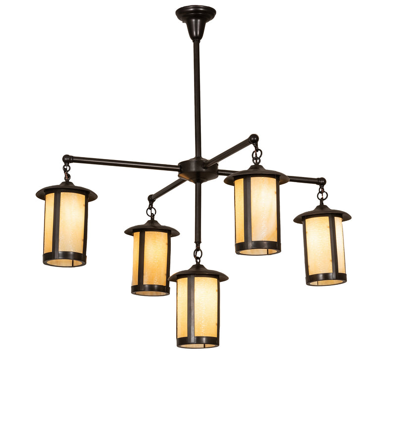 Meyda Tiffany 245693 Five Light Chandelier, Craftsman Brown