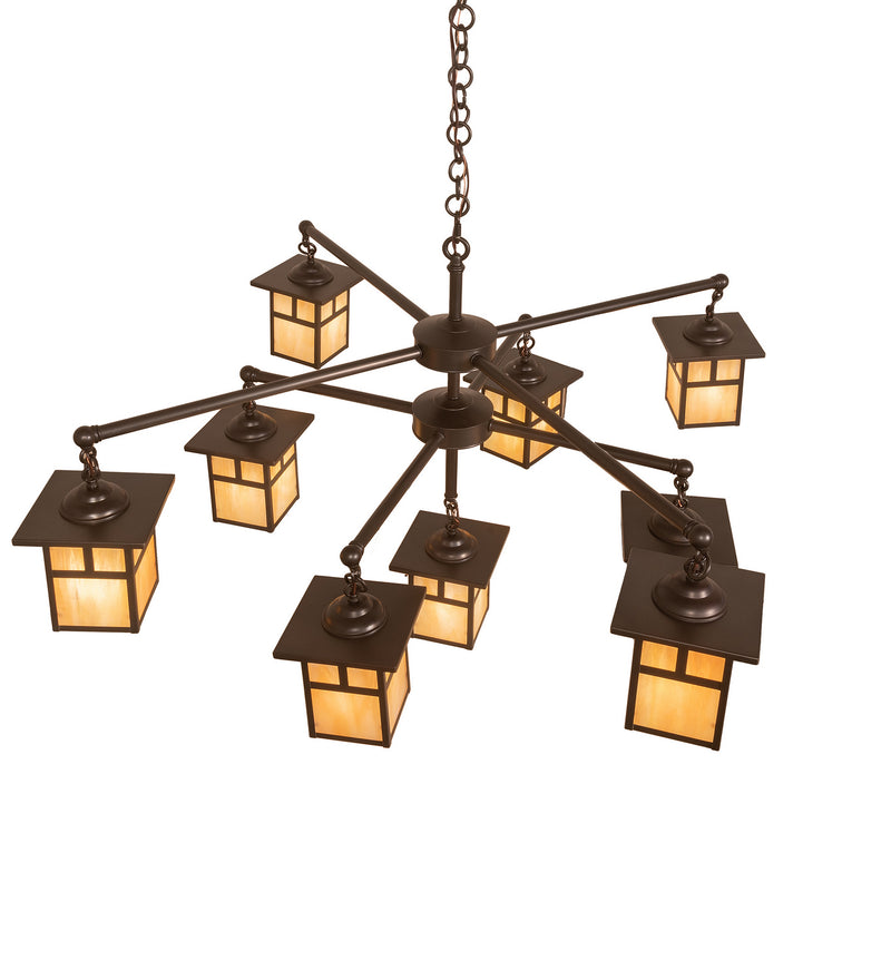 Meyda Tiffany 247801 Nine Light Chandelier, Craftsman Brown & Oil Rubbed Bronze