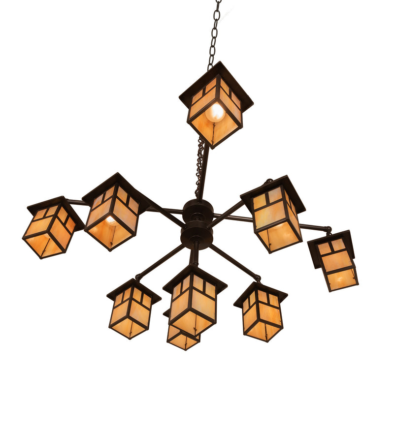 Meyda Tiffany 247801 Nine Light Chandelier, Craftsman Brown & Oil Rubbed Bronze