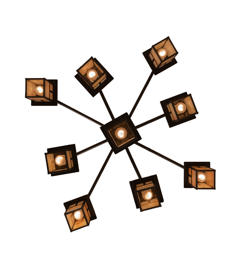 Meyda Tiffany 247801 Nine Light Chandelier, Craftsman Brown & Oil Rubbed Bronze