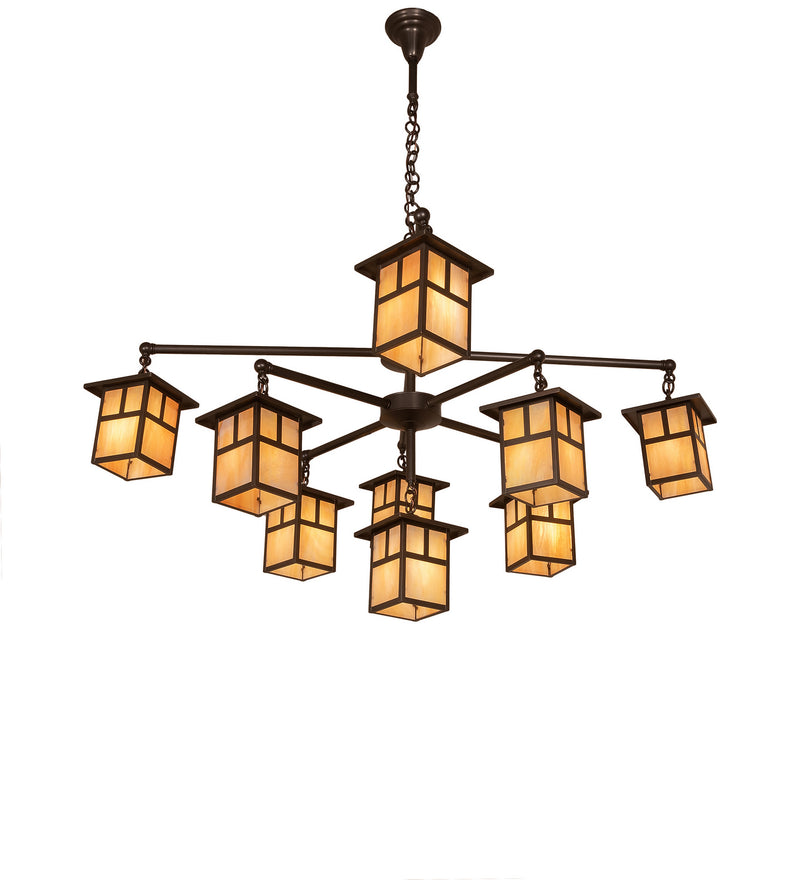 Meyda Tiffany 247801 Nine Light Chandelier, Craftsman Brown & Oil Rubbed Bronze