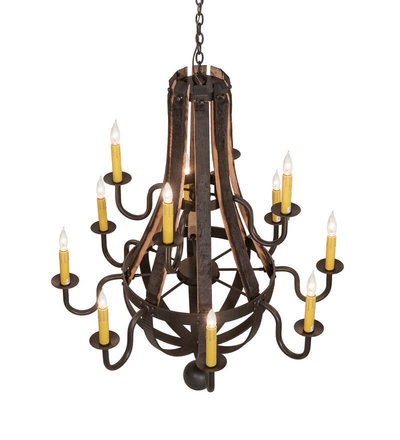 Meyda Tiffany 247815 12 Light Chandelier, Wrought Iron