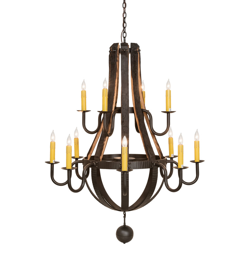 Meyda Tiffany 247815 12 Light Chandelier, Wrought Iron