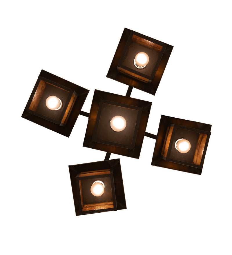 Meyda Tiffany 248516 Five Light Chandelier, Craftsman Brown On Brass