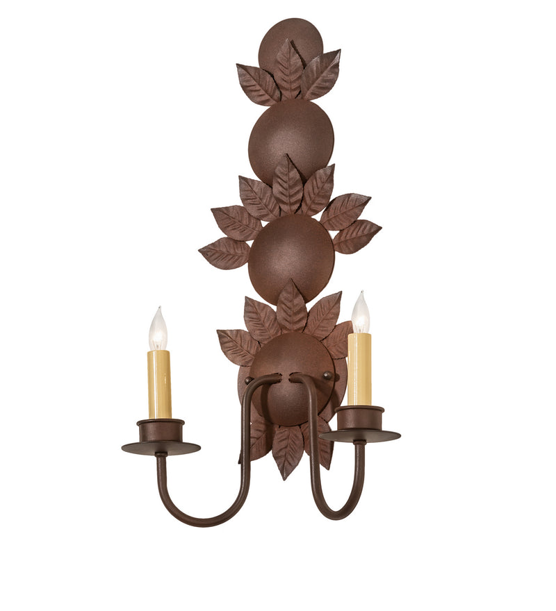 Meyda Tiffany 249397 Two Light Wall Sconce, Wrought Iron On Rust