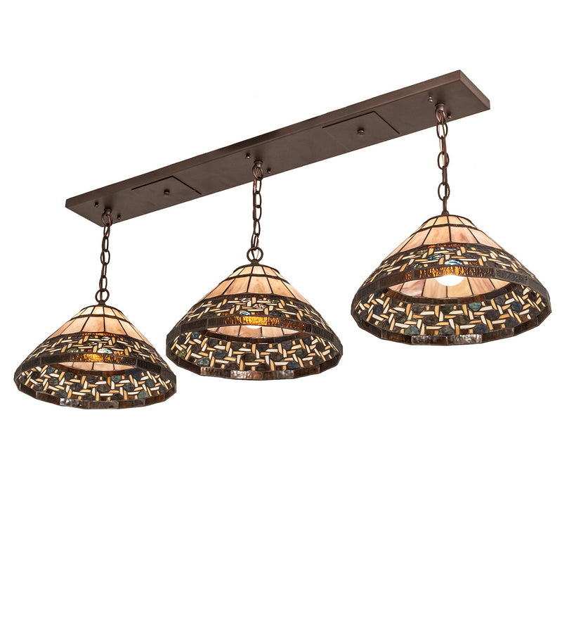 Meyda Tiffany 249942 Three Light Island Pendant, Craftsman Brown