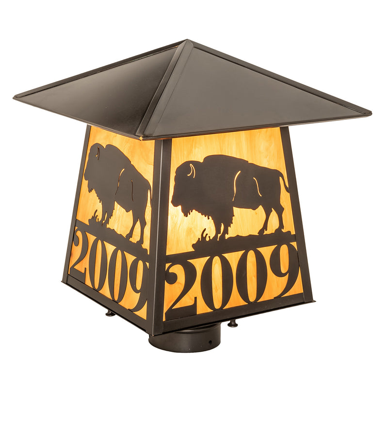 Meyda Tiffany 250013 One Light Post Mount, Craftsman Brown On Brass