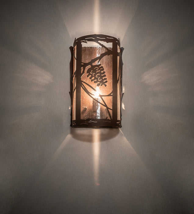 Meyda Tiffany 250106 One Light Wall Sconce, Wrought Iron On Rust