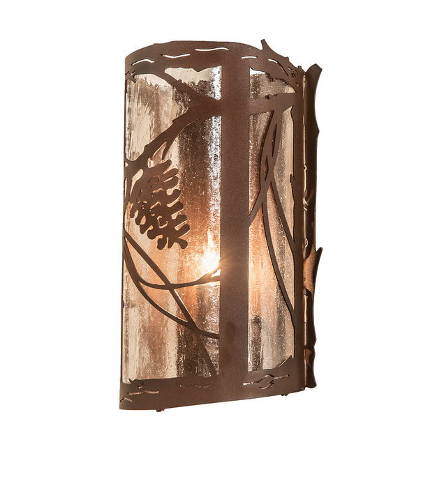 Meyda Tiffany 250106 One Light Wall Sconce, Wrought Iron On Rust