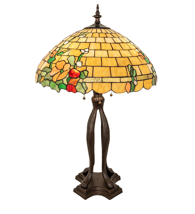 Meyda Tiffany 253006 Two Light Table Lamp, Mahogany Bronze