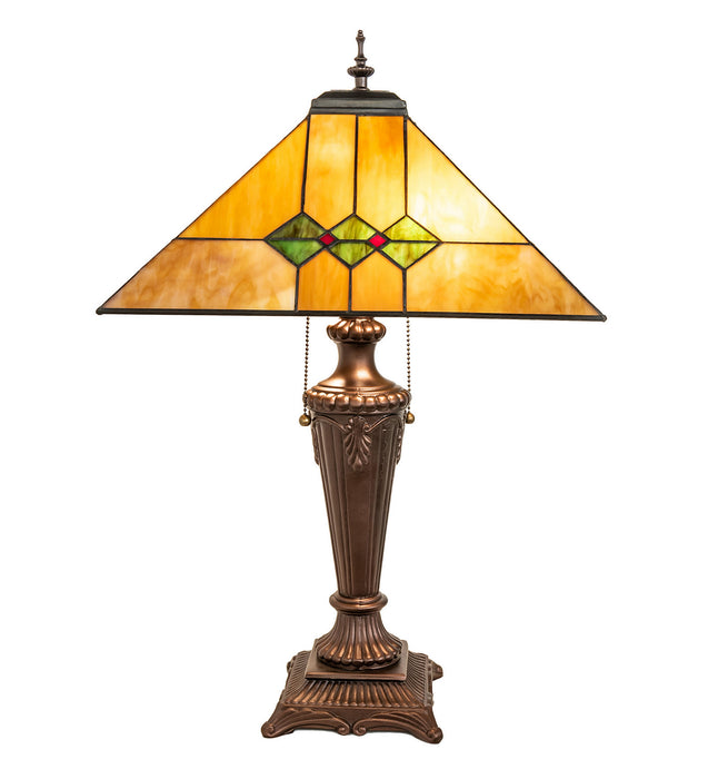 Meyda Tiffany 253025 Two Light Table Lamp, Mahogany Bronze