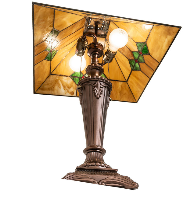 Meyda Tiffany 253025 Two Light Table Lamp, Mahogany Bronze