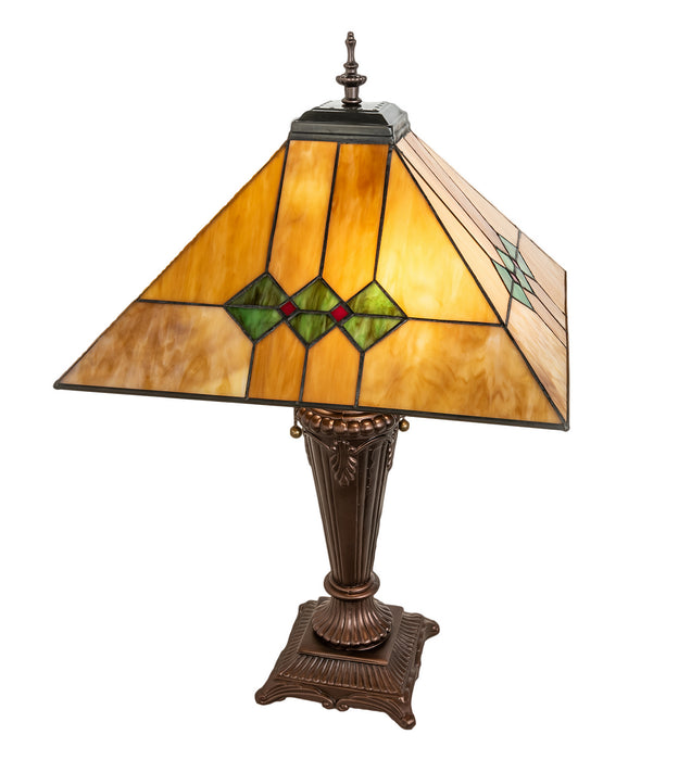 Meyda Tiffany 253025 Two Light Table Lamp, Mahogany Bronze