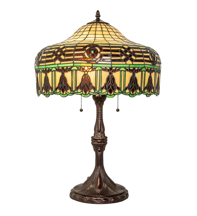 Meyda Tiffany 253398 Two Light Table Lamp, Mahogany Bronze