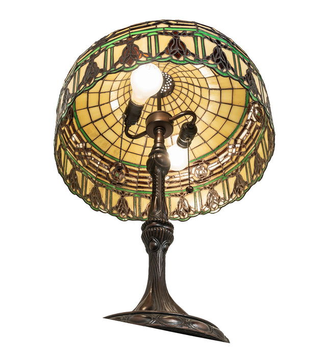 Meyda Tiffany 253398 Two Light Table Lamp, Mahogany Bronze