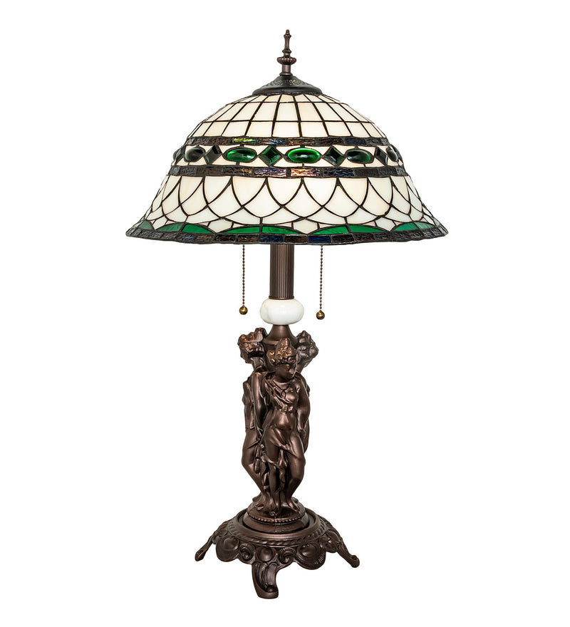 Meyda Tiffany 253641 Two Light Table Lamp, Mahogany Bronze