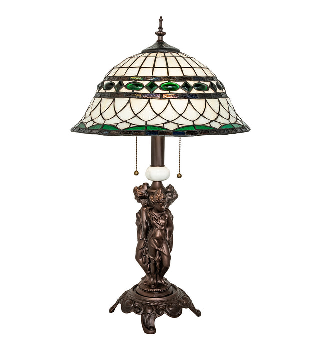 Meyda Tiffany 253641 Two Light Table Lamp, Mahogany Bronze