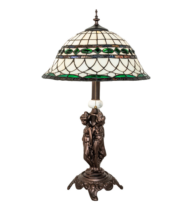 Meyda Tiffany 253641 Two Light Table Lamp, Mahogany Bronze