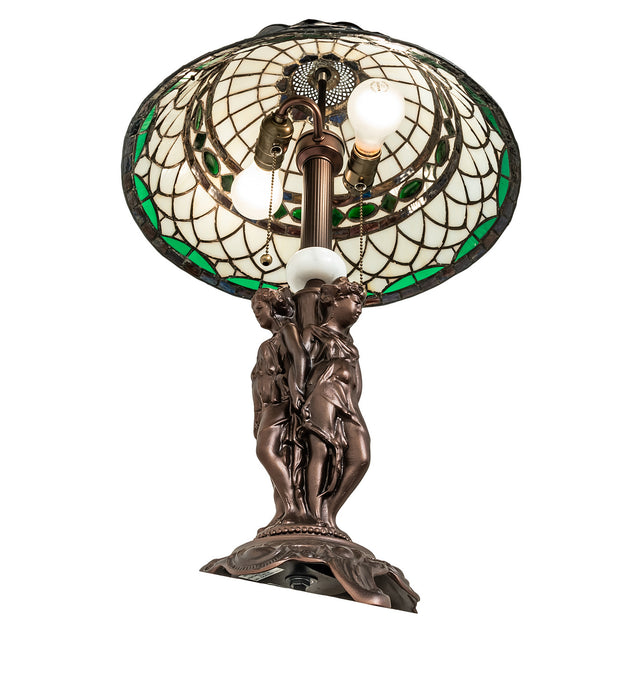 Meyda Tiffany 253641 Two Light Table Lamp, Mahogany Bronze