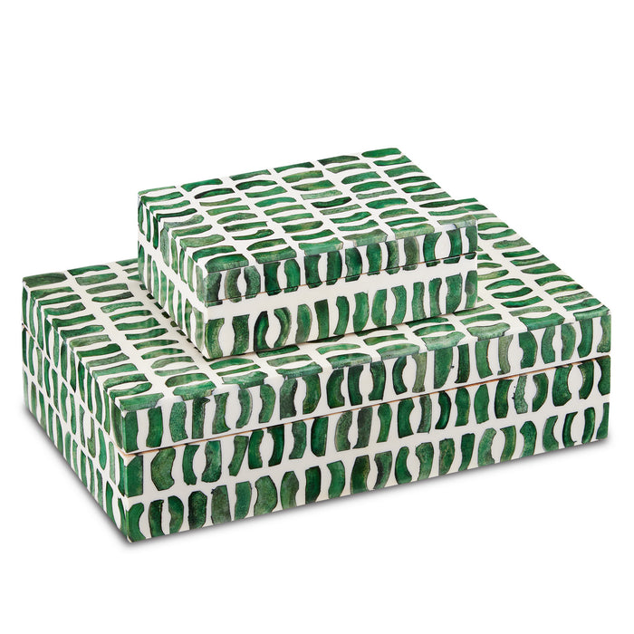 Currey and Company 1200-0585 Box Set of 2, Green/White