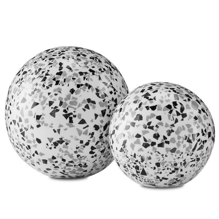 Currey and Company 1200-0590 Ball Set of 2, Black/White/Gray