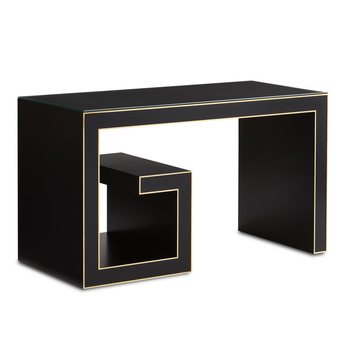Currey and Company 3000-0213 Writing Desk, Caviar Black/Gold