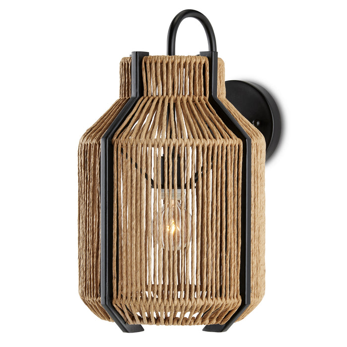 Currey and Company 5000-0203 One Light Wall Sconce, Natural/Satin Black