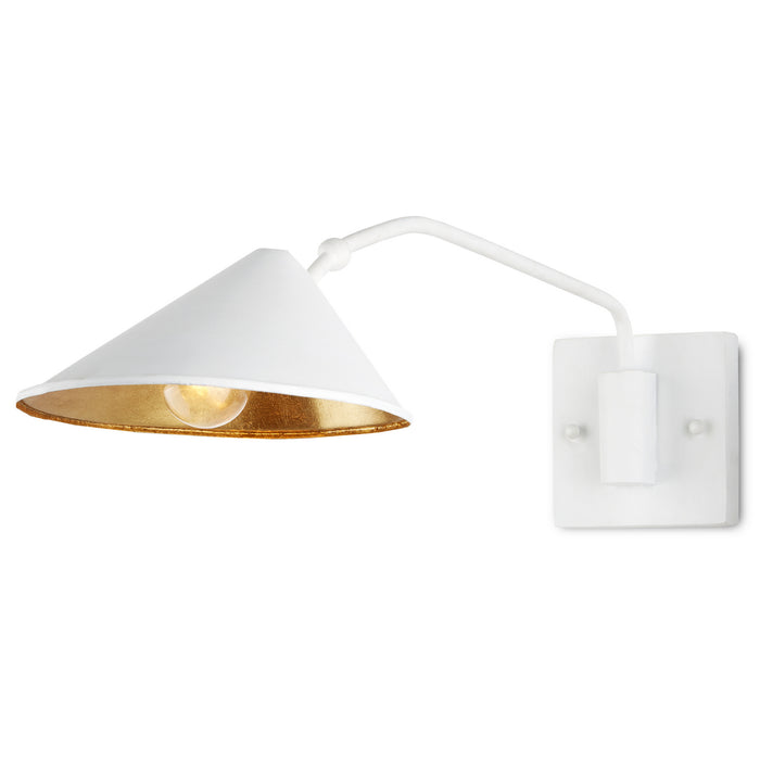 Currey and Company 5000-0205 One Light Wall Sconce, Gesso White/Contemporary Gold Leaf