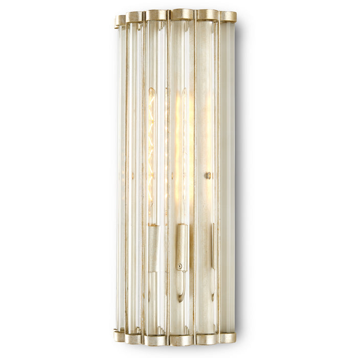 Currey and Company 5900-0047 One Light Wall Sconce, Contemporary Silver Leaf/Clear