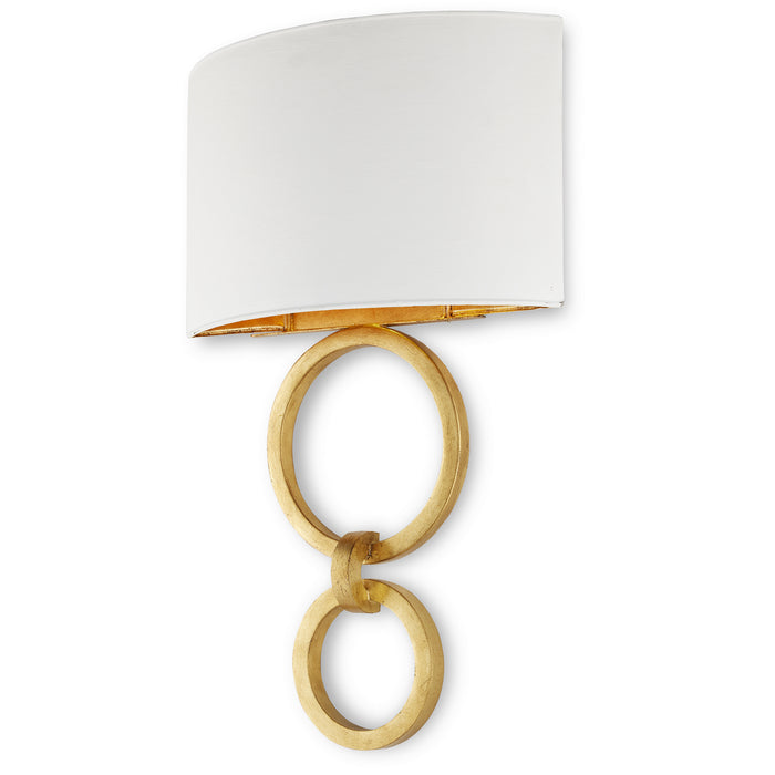 Currey and Company 5900-0048 One Light Wall Sconce, Gesso White/Contemporary Gold Leaf
