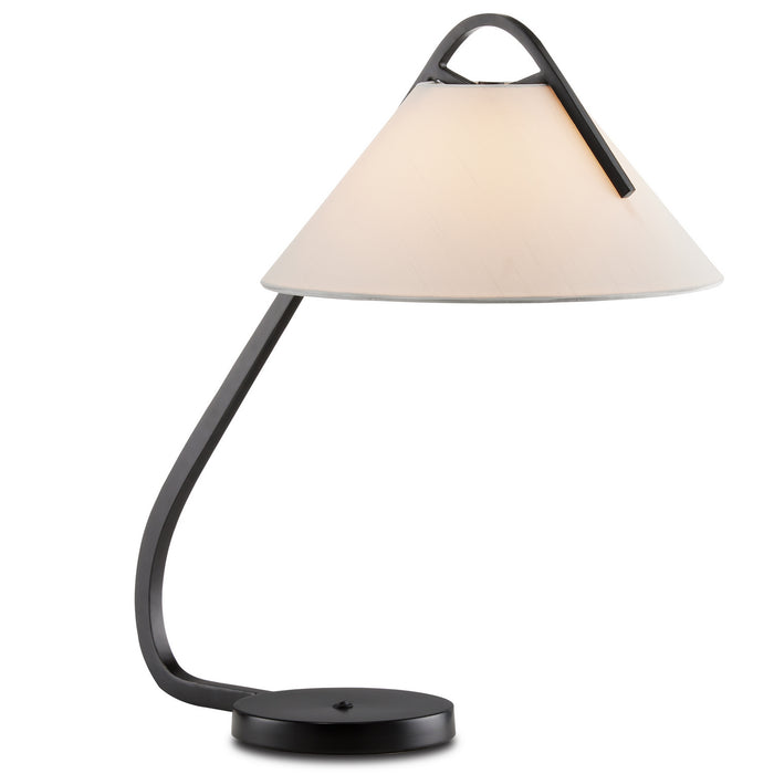Currey and Company 6000-0780 One Light Desk Lamp, Satin Black/Brushed Brown