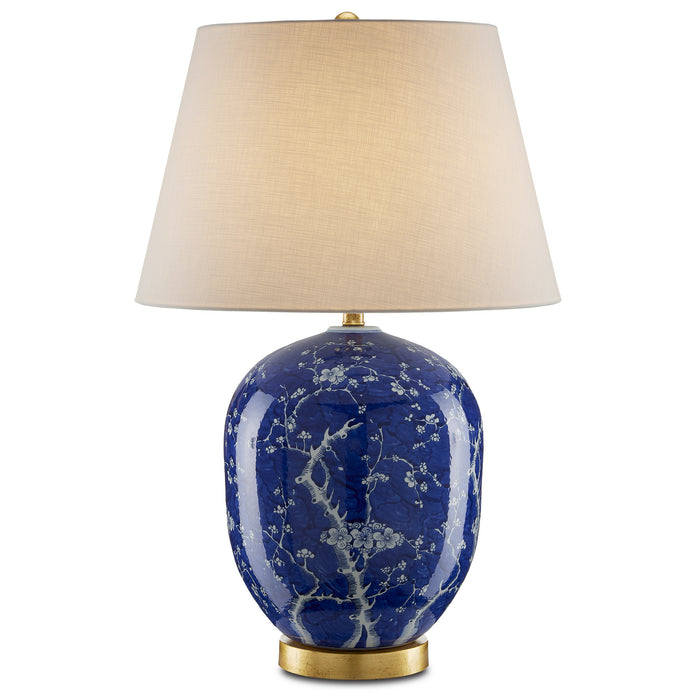 Currey and Company 6000-0793 One Light Table Lamp, Blue/White/Gold Leaf