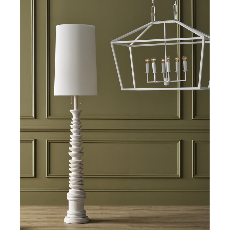 Currey and Company 8000-0112 Two Light Floor Lamp, Whitewash